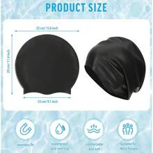 قبعة سباحة سيليكون فائقة الحجم لذوي الشعر الطويل - قبعات السباحة للنساء والرجال - قبعة مقاومة للماء وآمنة ومريحة ومتينة للاستخدام في المسبح والشاطئ