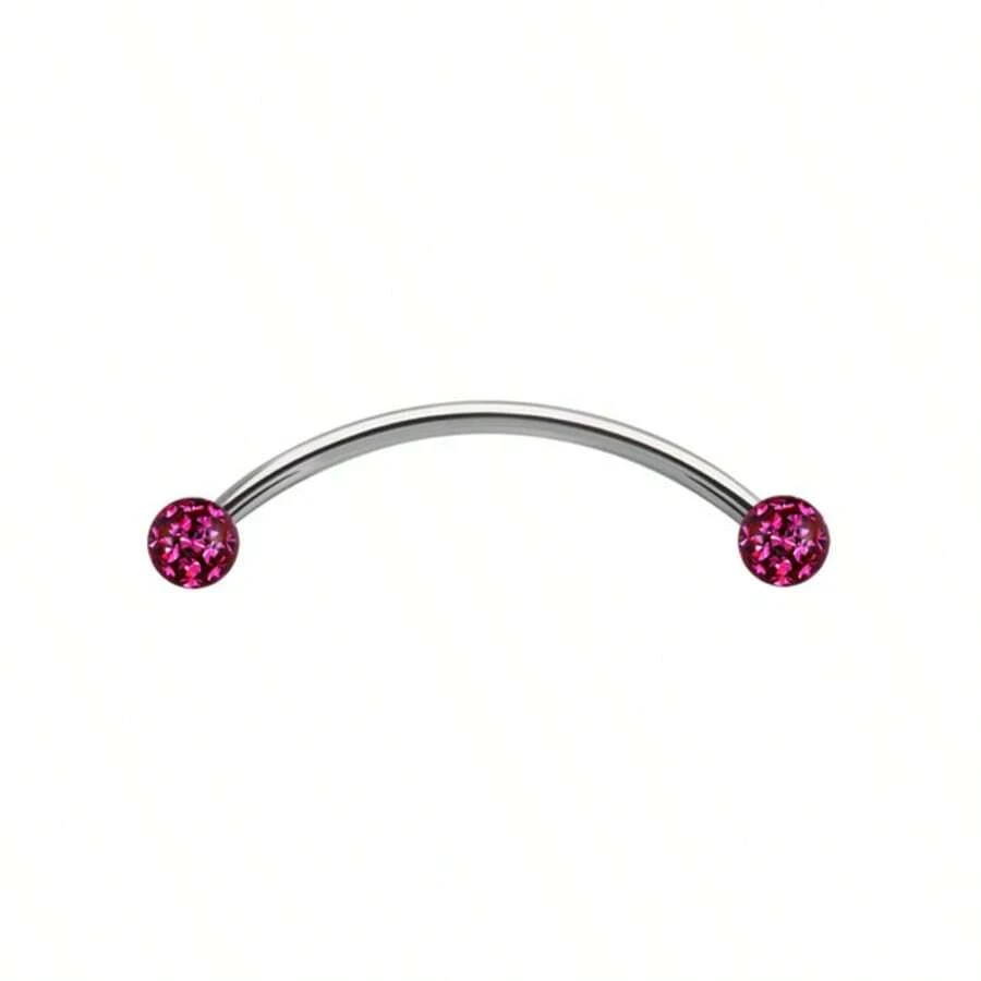 Solid Titanium Ferido Balls Snake Eyes Tongue Barbell Rings 14G - Pink - View 1