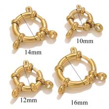 1pc 304 Stainless Steel 18K Gold Plated Round Spring Lobster Clasp Necklace Bracelet Connector, DIY Jewelry Making Accessory