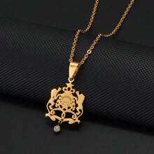 1 pieza Collar con colgante con mapa y nombre de ciudades de Marruecos en color dorado, joyería para mujeres y hombres