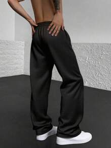 (Autumn/Winter) Baggy Pants For Running, Workout, Gym, Camping, Travel, Streetwear Fashion, Sports Pants For Men, Fashionable Athletic Breathable Knit Pants, Casual Boyfriend Style Basketball Joggers, Black