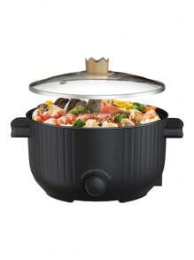 PANCERKA Olla eléctrica multiusos de gran capacidad de 3L, 1000W de alta eficiencia energética con control de temperatura ajustable, ideal para sopas, al vapor y fideos, diseño portátil para dormitorios, oficinas y viajes, interior antiadherente y fácil de limpiar