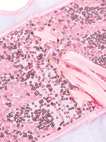 Ein süßes rosa glitzerndes trägerloses Top für Bauchtanz, perfekt für Bühnenauftritte, Tanzclubs, Discothek-Nächte und festliche Feiern. Dieses rosa, glitzernde Modell-Top verleiht einen Hauch von Charme und Sinnlichkeit.
