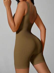 NcmRyu 1 件女式性感无缝弹力罗纹连体衣