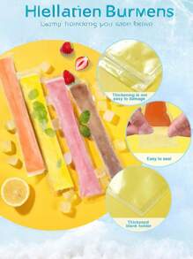 100pcs-Long Ice Cream Bags For Vegetable/Juice, Puree, Ice Cream, Fruit Ice, Storage Bags That Can Be Sealed At Cold Temperatures, DIY Ice Cream Bags And Food Packaging Bags Gift Bags For Parties Kitchen, Disposable Lollipop Ice Bags Crushed Ice Ice Bags Self-Sealing Transparent Lollipop Ice Bags