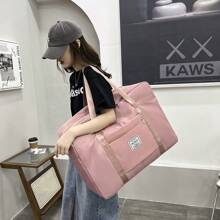1pc Plain Minimalist Large Capacity Portable Storage Bag, Women Tote Handbag Shoulder Bag, Suitable For Storing Clothes, Bedding, Daily Necessities, Travel & Home Organization