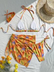 Women Floral Sexy Bikini Set - Multicolor - View 1