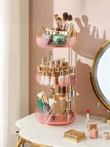 Rotating Cosmetic Storage Box, Bathroom Rotating Makeup Rack, Large Capacity Makeup Storage Vanity Organizer, Suitable For Cosmetics, Perfume, Skin Care, Lipstick (Transparent),For Holiday Beach, Bathroom Collection, Bedroom Collection, Large Capacity