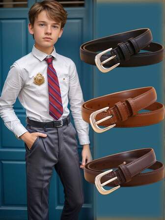 New Arrival 1pc Kids' Combination Thin Waist Belt, High Quality PU Material, Edge-Cutting Design, Perfect Decorative Accessory For Jeans And Dress, Back To School""Back To School Gifts For Boys&Girls",