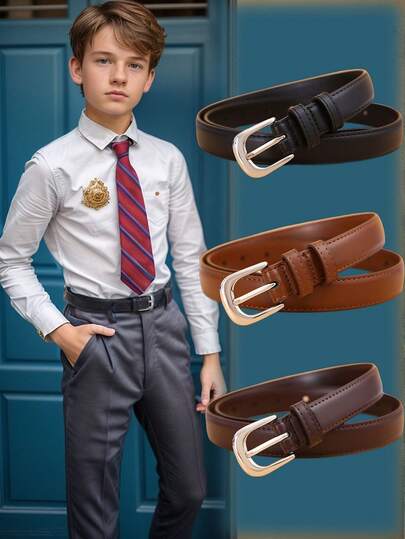 New Arrival 1pc Kids' Combination Thin Waist Belt, High Quality PU Material, Edge-Cutting Design, Perfect Decorative Accessory For Jeans And Dress, Back To School""Back To School Gifts For Boys&Girls",