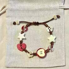 2pcs Mini Apple Handmade Woven Bracelet, Fresh & Natural Style - Multicolor - View 2
