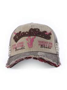1 pieza Gorra de béisbol vintage desgastada con decoración de cabeza de vaca unisex para parejas