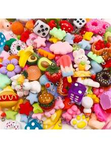 10/20/30/50/100/Stück bunte Harz Charms - verspieltes Tier, Obst & Lebensmittel Serie - bunter DIY Schmuckherstellungs-Set für Halsketten, Armbänder, Ohrringe - langanhaltend, leicht & farbbeständig - ideal für Bastelbegeisterte, Schmuckherstellung Zubehör