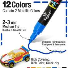 1 pieza Bolígrafo marcador de pintura, a prueba de agua y duradero, colores vibrantes, para retoques de pintura, marcador de neumáticos, bolígrafo para dibujar, 12 colores, apto para manualidades DIY, marcador permanente a base de aceite, coloración de modelos DIY, bolígrafo para grafiti, aplicable a vidrio, madera, plástico, metal y talla grande artículos escolares, vuelta al colegio