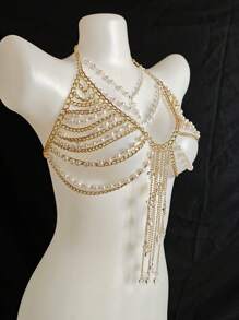 Sexy Lingerie Body Chain For Women, Men & Crossdressers – Acrylic, Crystal, Sequins Chest Harness, Hollow-Out Pendant Vest, Hot Girl Bra Accessories For Nightclubs, Parties, Hotels, Carnivals, Couples