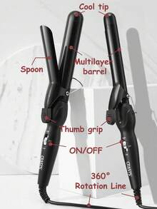 CRASTS 卷发器，32 毫米和 25 毫米，带温度设置的卷发器，直发器，黑色和玫瑰色，发型设计器 HC-049，适用于个人发型设计，护发礼物