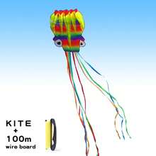 YongJian cometa suave de pulpo 3D de 5m, cometa gigante con línea de neumático de 100m, cometas suaves gigantes para adultos, juguetes de exterior - Pulpo colorido - Ver 1