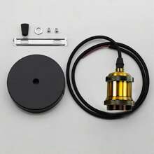 2pcs Vintage Lamp Base & Lamp Holder, Personalized Industrial Style E27 Lamp Base, Aluminum Lamp Holder, Wooden Lamp Holder With Wire, Pendant Light Metal Base