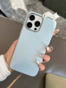 1pc 3D Cute Cat PU Leather Phone Case (Light Blue/Pink), Slim Shockproof Cover With Raised Kitten Design, Soft Matte Protective Case, Kawaii Aesthetic Gift For Women Girls For IPhone 17/17 Air/17 Pro/17 Pro Max, 16/15/14/13/12/11, OPPO