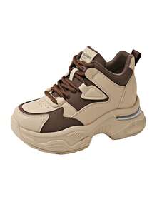 Sneakers For Women With 8cm Platform, Vintage Style, Hidden Elevator Shoes To Elongate Legs, Comfortable & Versatile, Ideal For Petite Women - Brown - View 11