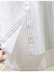 Women's Striped Print Front Button Casual Long Sleeve Shirt