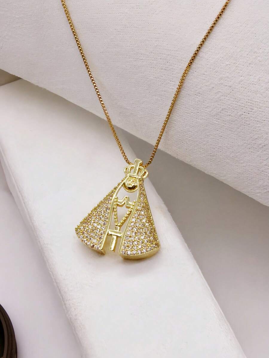 Gold Necklace With Our Lady Of Aparecida Pendant - Vàng - Xem 1