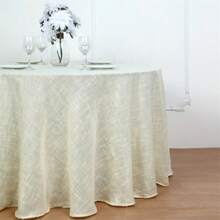 1 pezzo Tovaglia rotonda in cotone e lino beige, adatta per matrimoni e decorazione quotidiana