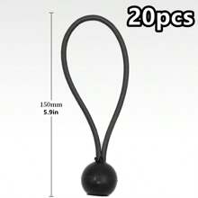 Set Of 5/10/20 Elastic Ball Bungee Cords With Hooks For Tent, Tarpaulin And Canopy
