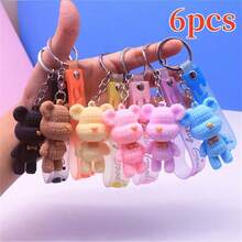 1/6pcs Fashion Keychain, Cartoon Bear Doll Keychain Pendant With Silicone Key Tag Backpack Purse Ornament,Multicolor 3D Soft Rubber Creative Bear Key Chain, Hand Bag Pendant For Backpack, For Classmates And Colleagues, Accessories For Schoolbag, Cool Key Chain , Car Accessories Bag Charm Cute Goth Y2k Bag Accessories Lanyards With Id Holder Car Accessories Bag Charms