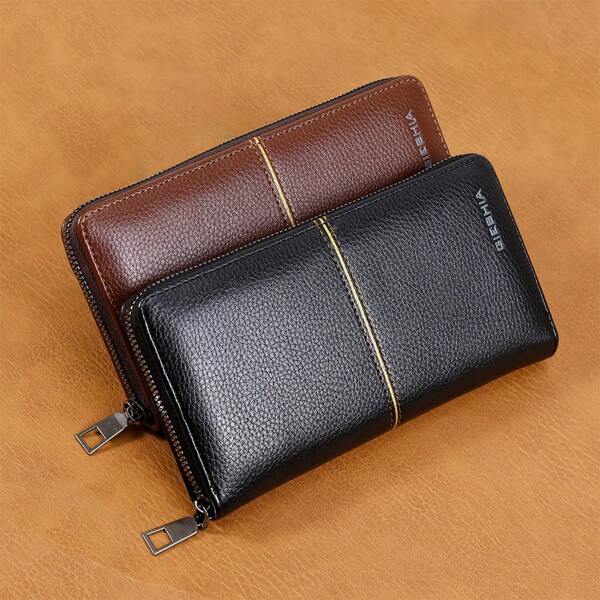 1pc Vintage Men's Long Wallet, Zipper Business Credit Card Holder, Large Capacity Soft Leather Wallet, Multi-Card Slots, Phone Holder, Zipper Coin Pocket, Portable, Ideal Holiday Gift For Women Wallet Mini Wallet Purse Wallet Wristlet Wallet