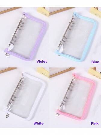 1 件 A6 尺寸透明闪光拉链钱包，带 6 个拉链袋，简约设计，可存放现金、硬币、学生文具、返校用品