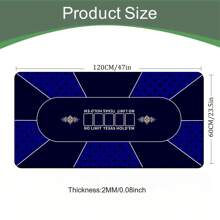 Rectangular Rubber Table Mat, Tablecloth, Table Runner - 8 Player Texas Poker Non-Slip Rubber Mat, Foldable Table Topper, Suitable For Family Game And Party (Fit Standard Tables)