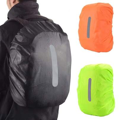 1Pc 15-75L Black Backpack Rainproof And Anti-Fouling Cover, Dustproof Cover For Outdoor Travel Hiking And Mountaineering Bag, Foldable And Backpack Protective Cover With Reflective Strips, Suitable For Outdoor, Mountaineering, Commuting, School, Home, Travel Storage