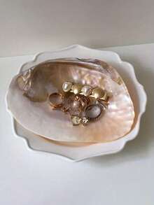 Zazumi 1pc Vintage Natural Shell Plate, Jewelry Plate, Decorative Small Accessory Plate, Ring Holder, Storage Plate Craft, Home Decor For Living Room, Office, Suitable For Halloween, Christmas, Valentine's Day, New Year, Easter, Mother's Day Gifts - Multicolor - View 5