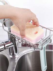 1pc Kitchen Faucet Caddy, Stainless Steel Bathroom Organizer Rack, Storage, Neat For Kitchen, Bathroom, Dorm, Kitchen Supplies, Bathroom Accessories, Back To School