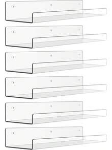 Euuztu 6 Pack Acrylic Shelves Wall Storage, 15 X 4" Floating Bookshelves Kids, Display Shelf Organizer Bathroom, Bedroom, Living Room, Kitchen, Room Decor, - 6 - 查看 4