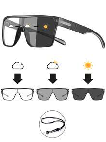 1pc Men's Flat Top Photochromic Fashion Glasses
