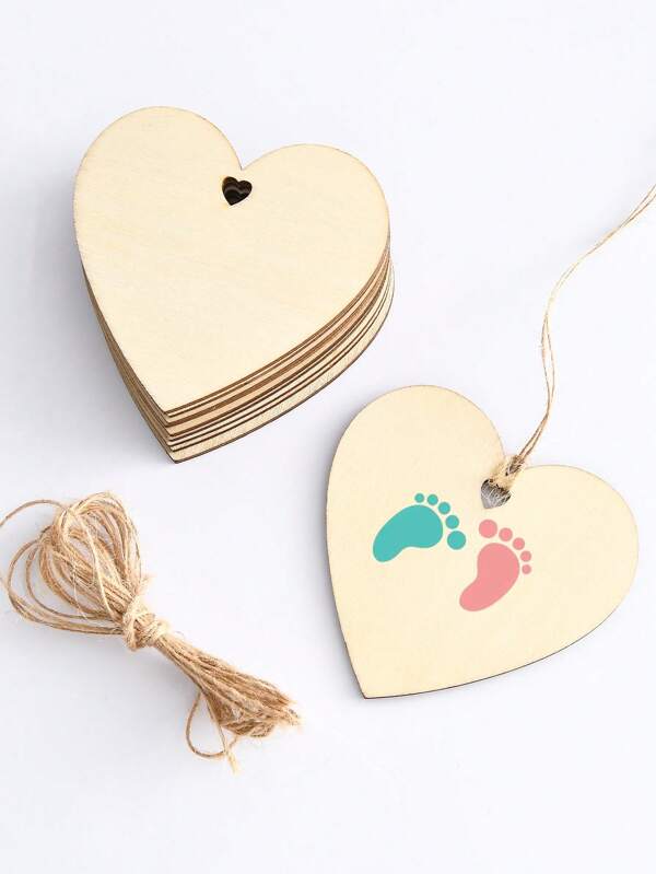 10/20 Stück 7,6 cm (3 Zoll) natürliche Holzscheiben, DIY Holzverzierungen unbehandelte Holzherzen Dekorationen mit natürlicher Schnur für Valentinstag, Hochzeit, Erntedankfest, Weihnachten, Babypartys