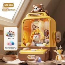 1 Set Of 33pcs/20pcs Claw Machine (Including Plush Dolls, Game Coins, Hatching Ball) Cute Cartoon Animal Dolls Like Little Pink Rabbit, Little Sloth, Little Dinosaur, Little Cat, Coin-Operated Grabber Game Machine, Children's Party Game, Birthday/Thanksgiving/Christmas/Halloween Gift