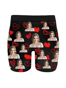 1 pieza Calzoncillos personalizados con foto y nombre - Ropa interior con diseño personalizado impreso con foto y texto, calzoncillos divertidos con rostro, regalo para el Día de San Valentín/Aniversario/Boda/Fiesta/Cumpleaños, regalo sexy y divertido para papá/esposo/novio