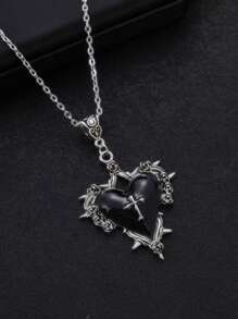 1 pieza Collar de cruz del amor con espinas de estilo punk gótico, de estilo oscuro y dulce, accesorios de joyería para fiestas de mujeres