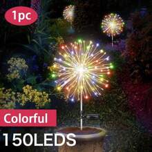 Solar Feuerwerkslichter für den Außenbereich, intelligenter Sensor - Lichtempfindlich, intelligenter Schalter, wasserdicht 60/150/240/360LED Sternenburst Lichterkette, 8 Beleuchtungsmodi Rasendekoration Lichter, für Einkaufszentrum Gartenwege Hof Weihnachtsdekorationen, warmweiß/weiß/mehrfarbig