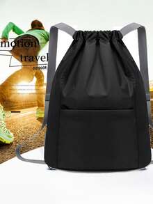 Unisex Lightweight Adjustable Backpack, Outdoor Hiking Basketball Backpack, Student Backpack - Black - View 3