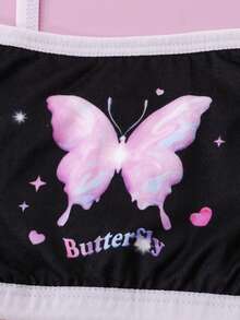 Chatreadl 4 peças casual com estampa de borboleta de coração alças de sutiã de conforto para meninas para todas as estações