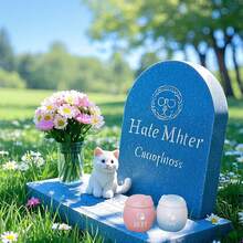 Moderne Haustierkremationsurne für Katzen - eleganter Keramikaschebehälter mit eingraviertem Namen & Datum, Memorial-Andenkenurne, durchdachtes Geschenk für Haustier-Verlust