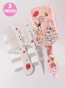 3pcs/2pcs Cartoon Hair Comb Set - Wet And Dry Combing And Styling Brush For All Hair Types, Durable ABS Plastic Handle, Perfect Gift Choice(Purple Unicorn Comb Pattern Random)