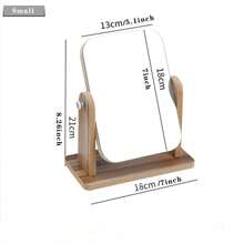 1pc Rotatable Vanity Makeup Mirror With Wooden Stand, Polished Finish, Adjustable Desk Vanity Mirror For Bedroom, Bathroom, Daily Skincare & Makeup, No Battery Required Home Decor Back To School Room Decor School Supplies
