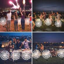 Solar Feuerwerkslichter für den Außenbereich, intelligenter Sensor - Lichtempfindlich, intelligenter Schalter, wasserdicht 60/150/240/360LED Sternenburst Lichterkette, 8 Beleuchtungsmodi Rasendekoration Lichter, für Einkaufszentrum Gartenwege Hof Weihnachtsdekorationen, warmweiß/weiß/mehrfarbig