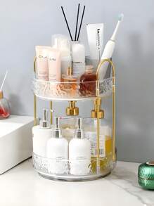 Rotating Cosmetic Storage Box, Bathroom Rotating Makeup Rack, Large Capacity Makeup Storage Vanity Organizer, Suitable For Cosmetics, Perfume, Skin Care, Lipstick (Transparent),For Holiday Beach, Bathroom Collection, Bedroom Collection, Large Capacity