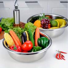 1-2pcs Extra Large Stainless Steel Bowl, Thicker Mixing Bowl, Face Wash Basin 14inch/36cm And Vegetable Washing Basin, Household Laundry Tub,School Supplies